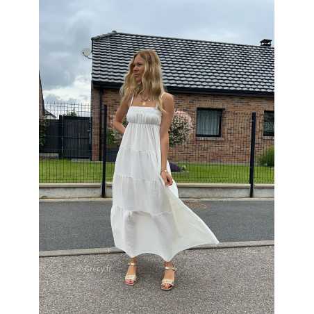 maxi dress blanche gaze de coton robe longue large été Summer 2024 mode tendance grecy look