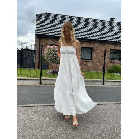 maxi dress blanche gaze de coton robe longue large été Summer 2024 mode tendance grecy look