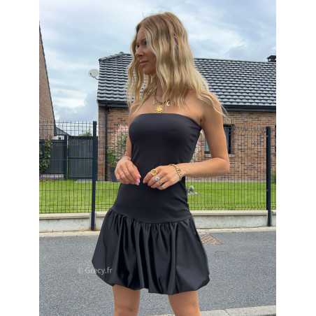 robe courte bustier noire ballon été Summer 2024 mode tendance grecy look