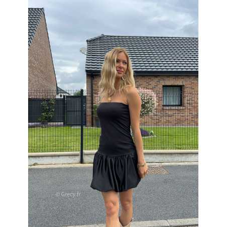 robe courte bustier noire ballon été Summer 2024 mode tendance grecy look