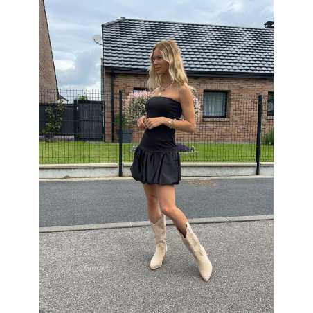 robe courte bustier noire ballon été Summer 2024 mode tendance grecy look