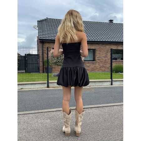 robe courte bustier noire ballon été Summer 2024 mode tendance grecy look