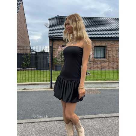 robe courte bustier noire ballon été Summer 2024 mode tendance grecy look