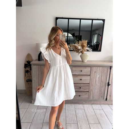 robe blanche gaze de coton grecy printemps été 2024 fluide léger mode look ootd