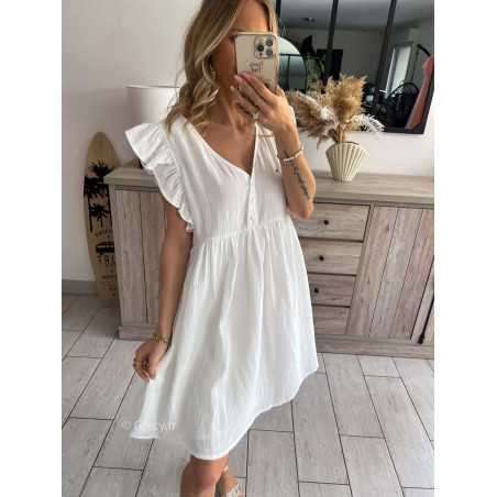 robe blanche gaze de coton grecy printemps été 2024 fluide léger mode look ootd