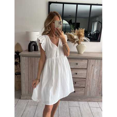 robe blanche gaze de coton grecy printemps été 2024 fluide léger mode look ootd