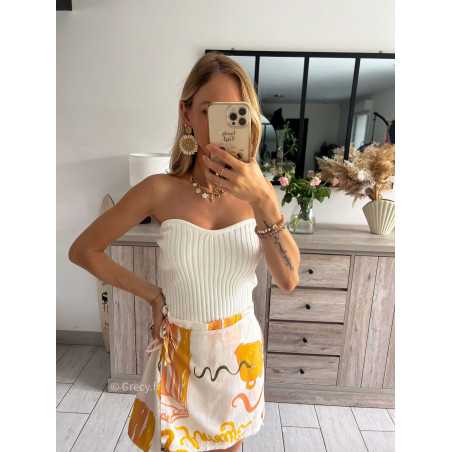 jupe short citrons jaune motifs grecy mode tendance look été 2024