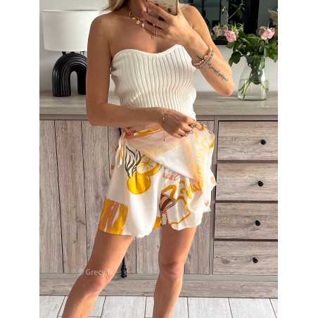 jupe short citrons jaune motifs grecy mode tendance look été 2024