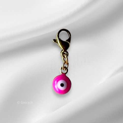 Charm oeil rose mousqueton interchangeable 0,5cm