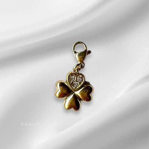 Charm trèfle coeurs 1,3cm mousqueton interchangeable