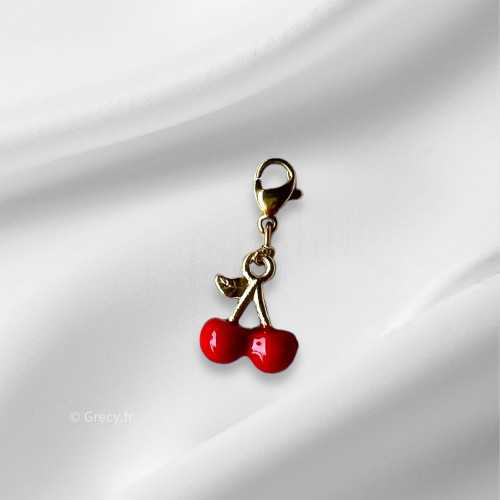 Charm cerises mousqueton interchangeable 1,2cm