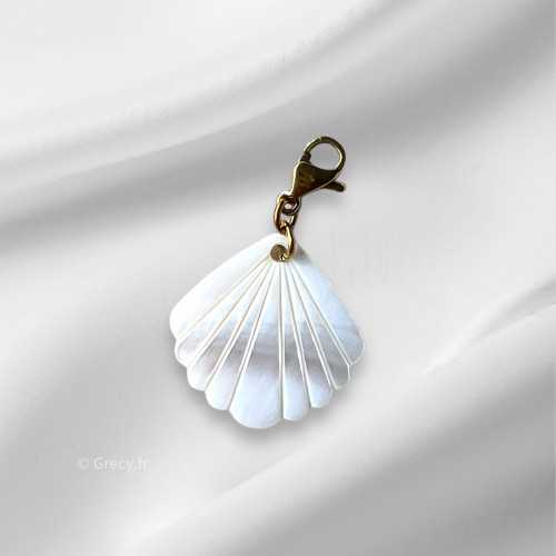 Charm coquillage blanc 2cm mousqueton interchangeable