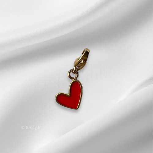 Charm coeur rouge mousqueton interchangeable 1cm