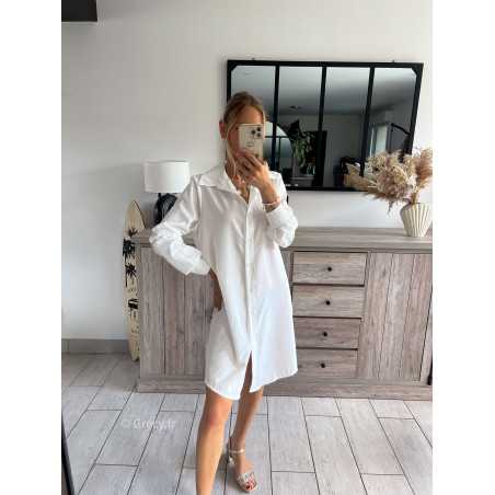 Longue chemise blanche grecy look tenue mode tendance