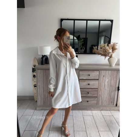 Longue chemise blanche grecy look tenue mode tendance