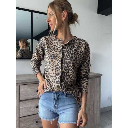 gilet leopard boutonné grecy look tenue mode tendance