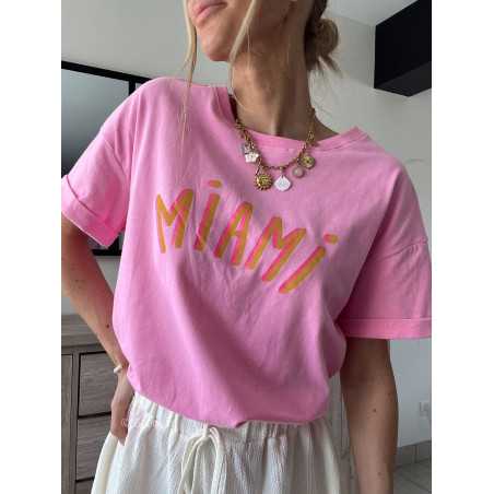 t-shirt Miami rose grecy look tenue mode tendance