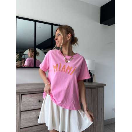 t-shirt Miami rose grecy look tenue mode tendance