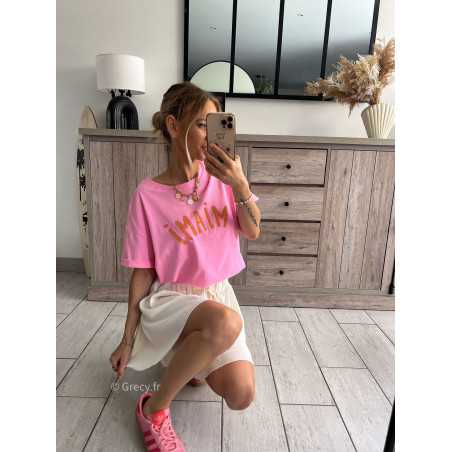 t-shirt Miami rose grecy look tenue mode tendance