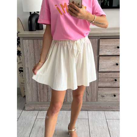 short écru blanc fluide été grecy look tenue mode tendance