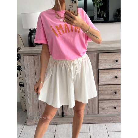 short écru blanc fluide été grecy look tenue mode tendance