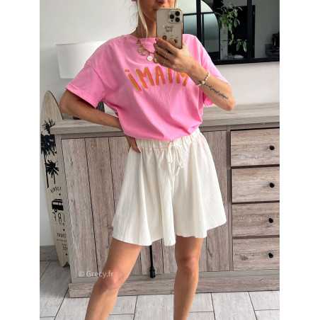 short écru blanc fluide été grecy look tenue mode tendance