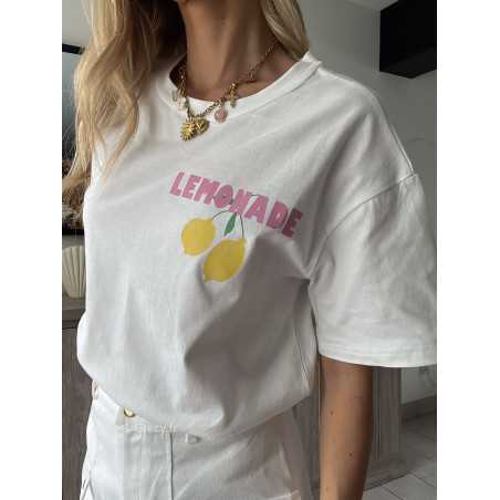 t-shirt blanc citons citron fruits grecy look tendance mode