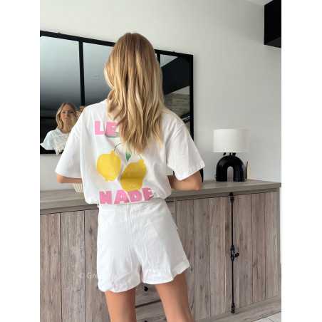 t-shirt blanc citons citron fruits grecy look tendance mode