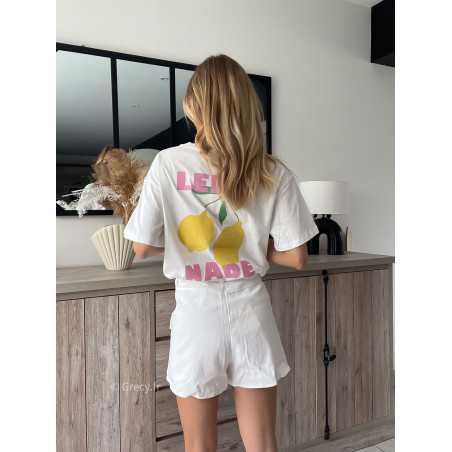 t-shirt blanc citons citron fruits grecy look tendance mode