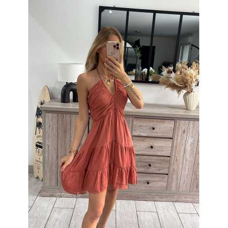 robe courte terracotta grecy look tendance mode