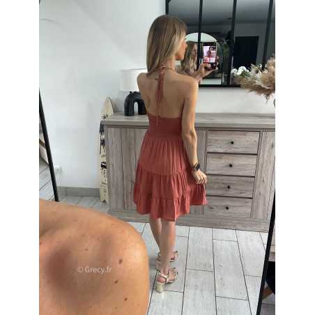 robe courte terracotta grecy look tendance mode