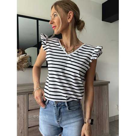 T-shirt rayé noeud dos rayures grecy mode look tendance