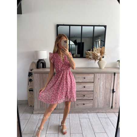 Robe courte fleurie rose grecy mode tendance outfit look