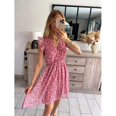 Robe courte fleurie rose grecy mode tendance outfit look