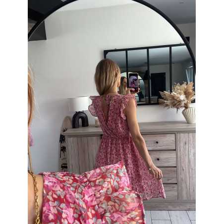 Robe courte fleurie rose grecy mode tendance outfit look