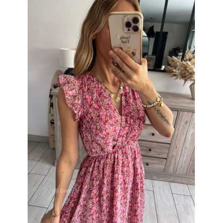 Robe courte fleurie rose grecy mode tendance outfit look