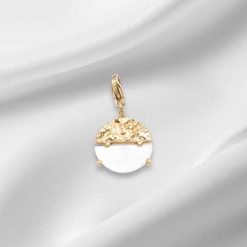 Charm demi-lune nacre 1,3cm mousqueton interchangeable