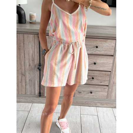 short rayures éponge pastel ensemble short American vintage look ootd grecy set confort comfy cosy