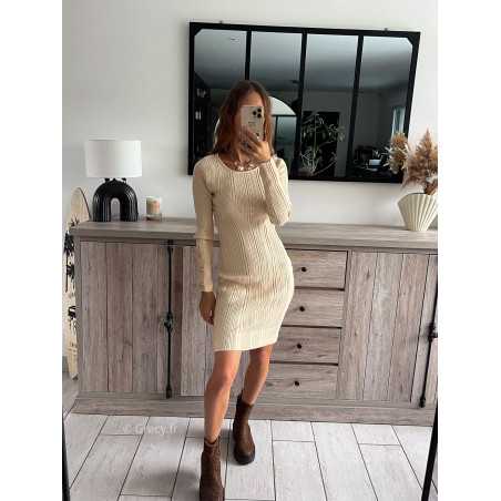 robe pull beige automne 2024 tendance look ootd grecy