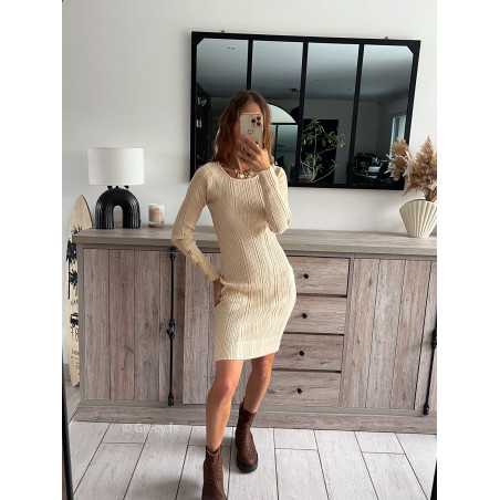 robe pull beige automne 2024 tendance look ootd grecy