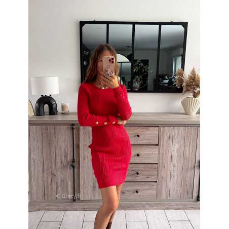 robe pull rouge automne 2024 tendance look ootd grecy