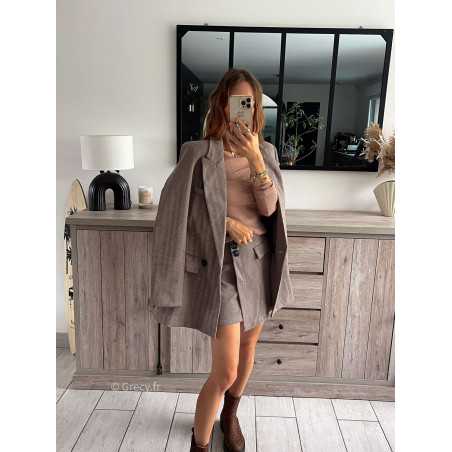 blazer oversize marron chevron laine hiver tendance automne rentrée 2024 style mode ootd grecy