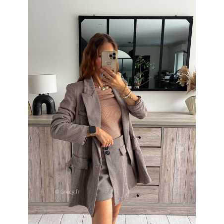 blazer oversize marron chevron laine hiver tendance automne rentrée 2024 style mode ootd grecy