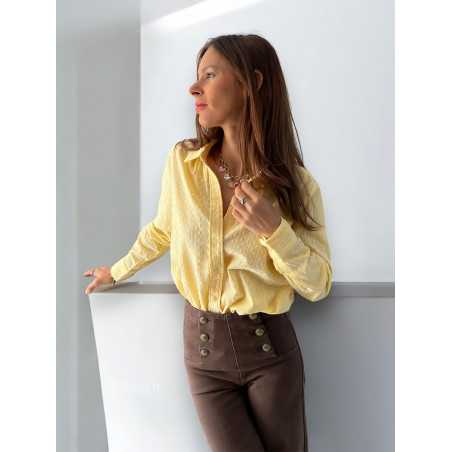 chemise jaune manches longues chic tendance automne rentrée 2024 style mode ootd grecy