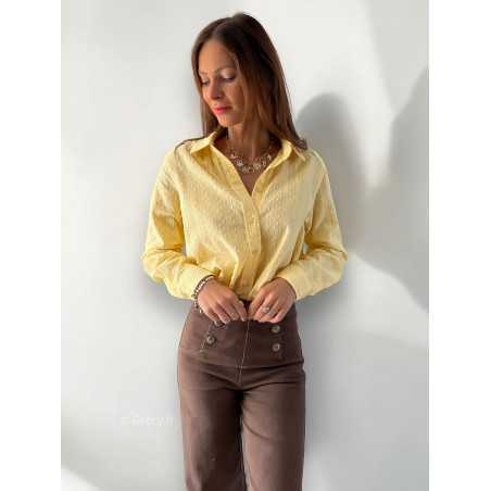 chemise jaune manches longues chic tendance automne rentrée 2024 style mode ootd grecy