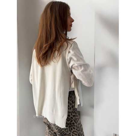 pull sans manches beige ouvert côté noeud chic tendance automne rentrée 2024 style mode ootd grecy