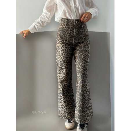 jean leopard wide évasé flare chic tendance automne rentrée 2024 style mode ootd grecy