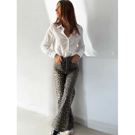 jean leopard wide évasé flare chic tendance automne rentrée 2024 style mode ootd grecy