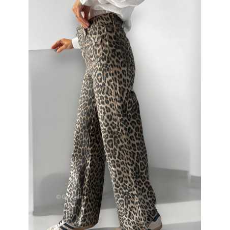 jean leopard wide évasé flare chic tendance automne rentrée 2024 style mode ootd grecy