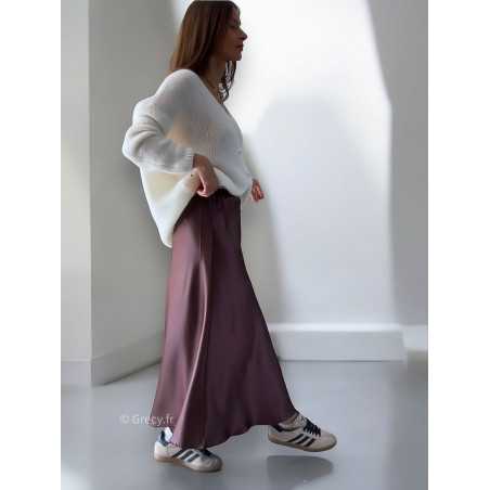 Jupe longue satinee marron taille elastique Taille S Couleur marron